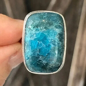SIZE 7 Authentic Blue Apatite 925 Sterling Silver Ring NWT
